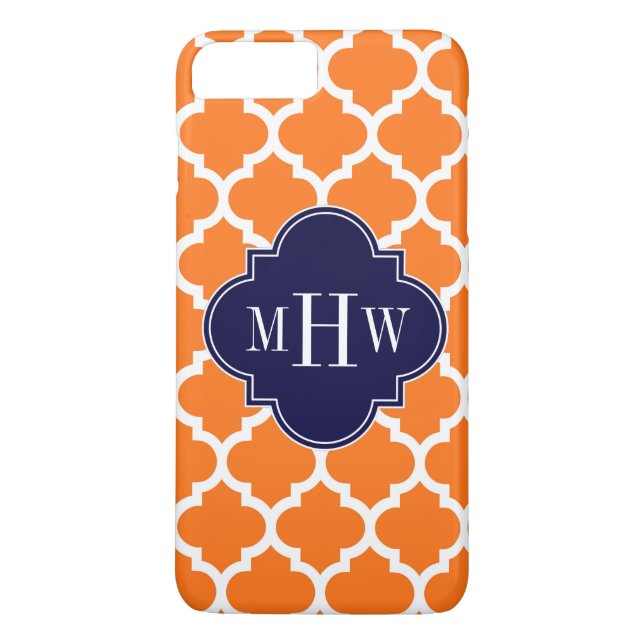 Pumpkin White Marokcan #5 Navy 3 Initial Monogram Case-Mate iPhone Hülle (Rückseite)