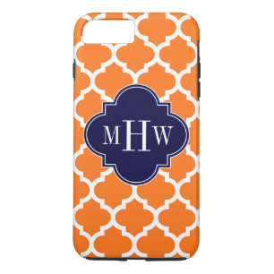 Pumpkin White Marokcan #5 Navy 3 Initial Monogram Case-Mate iPhone Hülle