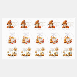 Pumpkin Wildblume Fall Wasserfarbe Geburtstag Etiketten