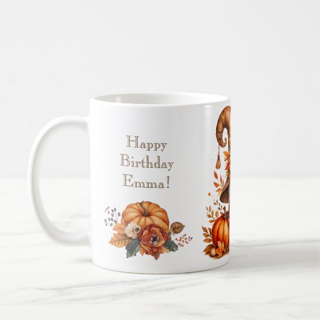 Pumpkin Wildblume Fall Wasserfarbe Geburtstag Kaffeetasse (Links)