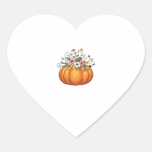 Pumpkin-Wildblumen Herbst Klassischer T - Shirt.pn Herz-Aufkleber (Vorderseite)
