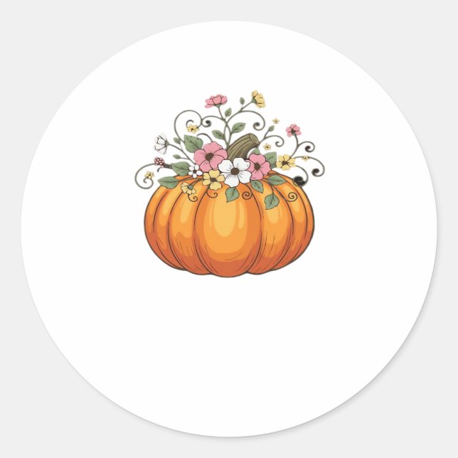 Pumpkin-Wildblumen Herbst Klassischer T - Shirt.pn Runder Aufkleber (Vorderseite)