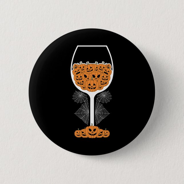 Pumpkin Wine Gl Spider Web-Kostüm Easy Halloween Button (Vorderseite)