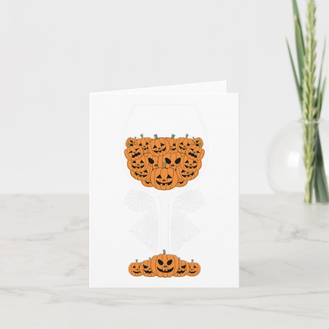 Pumpkin Wine Gl Spider Web-Kostüm Easy Halloween Karte (Vorderseite)