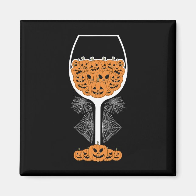 Pumpkin Wine Gl Spider Web-Kostüm Easy Halloween Magnet (Vorne)