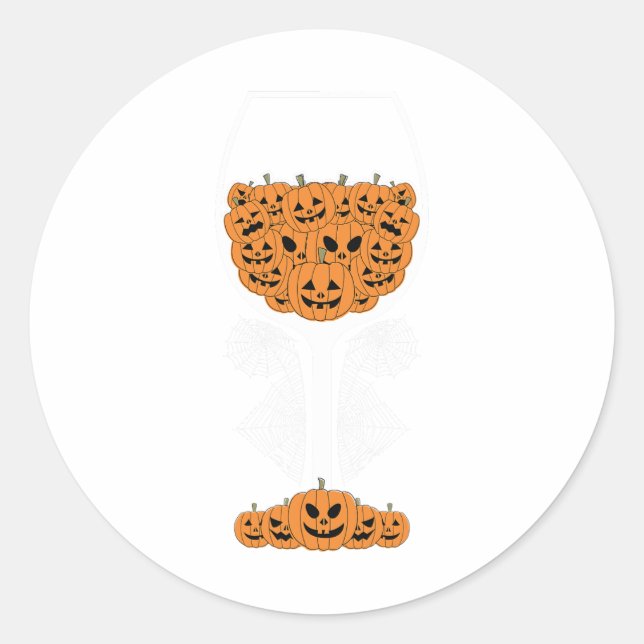 Pumpkin Wine Gl Spider Web-Kostüm Easy Halloween Runder Aufkleber (Vorderseite)