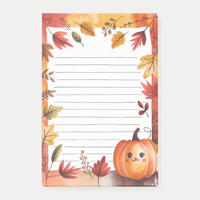 Pumpkin Wink & Leafy Rahmen Post-it Klebezettel (Vorderseite)