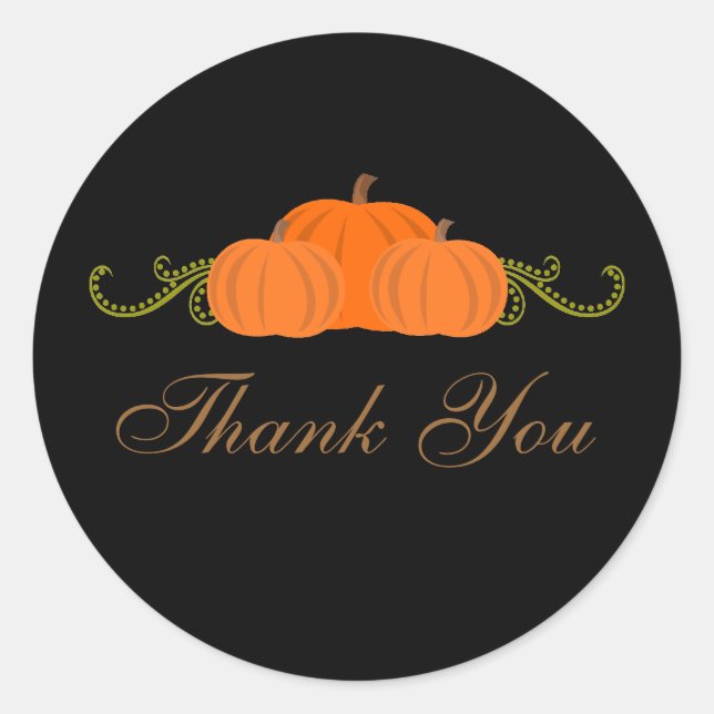 Pumpkin-Wirbel fallen Danke Stickers (dunkel) (Vorderseite)