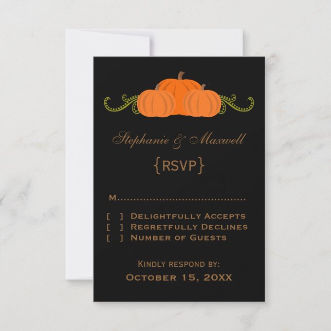Pumpkin Wirbel Hochzeit im Herbst Response Card (d RSVP Karte (Vorderseite)