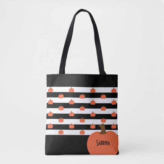 Pumpkin with Black & White Stripes - Personalized  (Vorderseite)