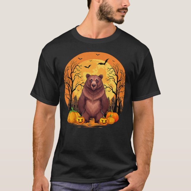 Pumpkin With Funny Halloween Costume Grizzly Bear  T-Shirt (Vorderseite)