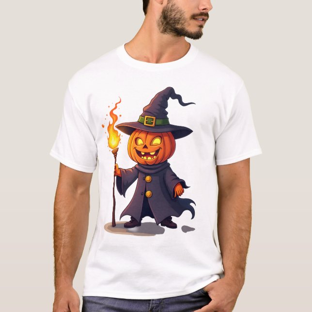 Pumpkin Wizard � Magical Halloween Sorcerer Tee (Vorderseite)