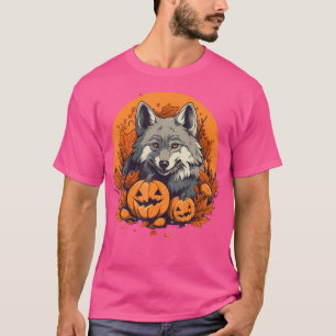 Pumpkin Wolf auf Wolf Halloween T-Shirt