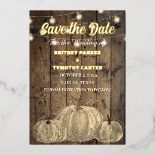 Pumpkin Wood Boho Rustic Foto QR Code Wedding Folieneinladung