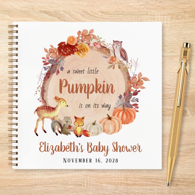 Pumpkin Woodland Animals Baby Showbook Notizbuch (Von Creator hochgeladen)