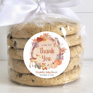 Pumpkin Woodland Animals Kinderdusche Vielen Dank Runder Aufkleber