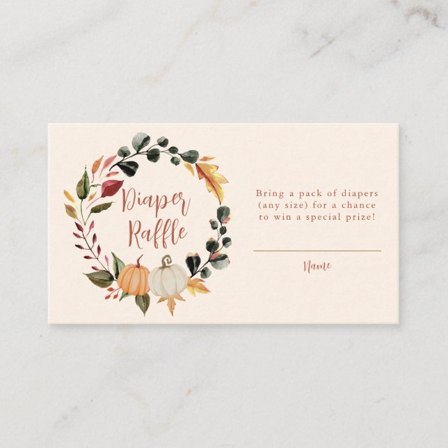 Pumpkin Wreath Baby Shower Diaper Raffle Begleitkarte (Vorderseite)