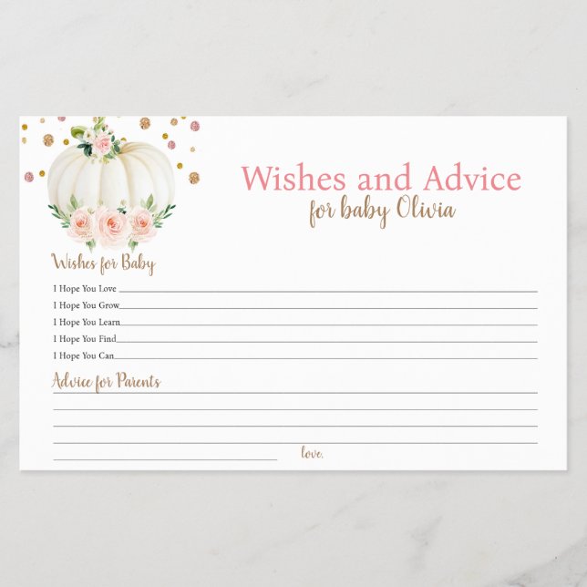 Pumpkin Wünsche und Beratung Baby Duschspiel Flyer (Vorne)