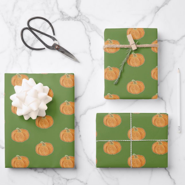 Pumpkin Zeichnend Geschenkpapier Set (Vorderseite)