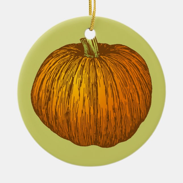 Pumpkin Zeichnend Keramik Ornament (Vorne)
