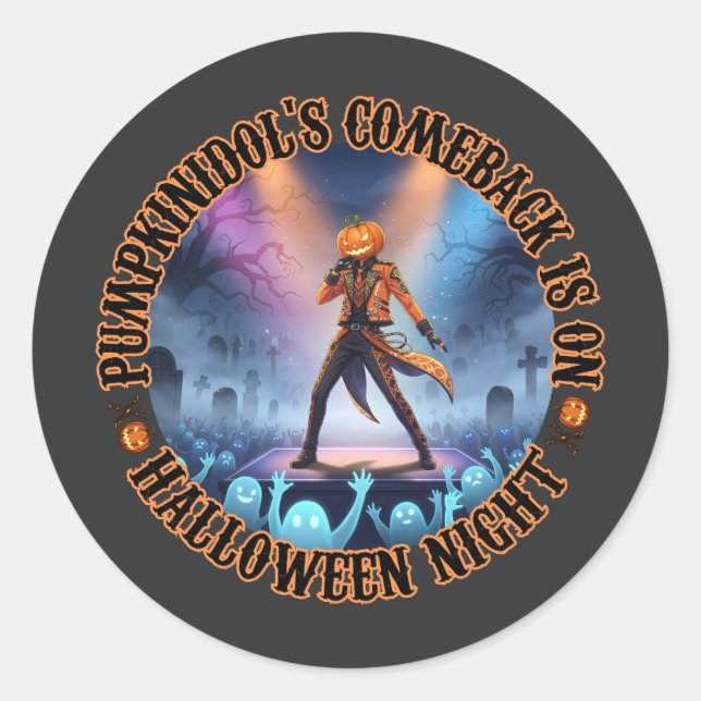Pumpkinidol Halloween Concert Ghost Fans Spooky Runder Aufkleber (Vorderseite)