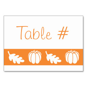 Pumpkinpflaster mit orangefarbener Tischkarte Tischnummer