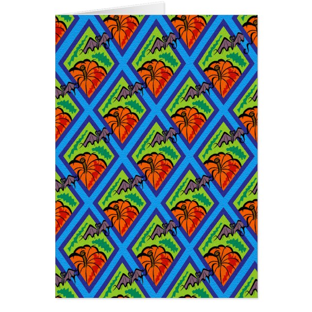 Pumpkins and Bats in Patterns of Green/Blue (Vorne)