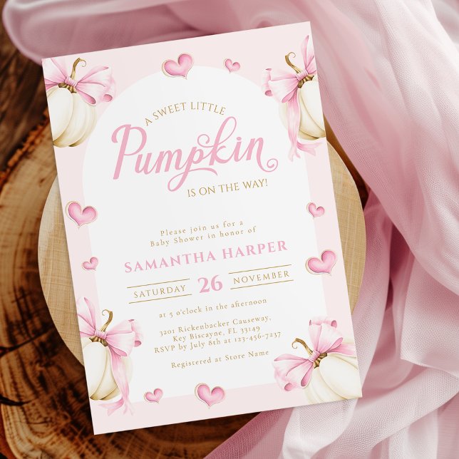 Pumpkins and Bows Girl Baby Shower Invitation Einladung (Von Creator hochgeladen)