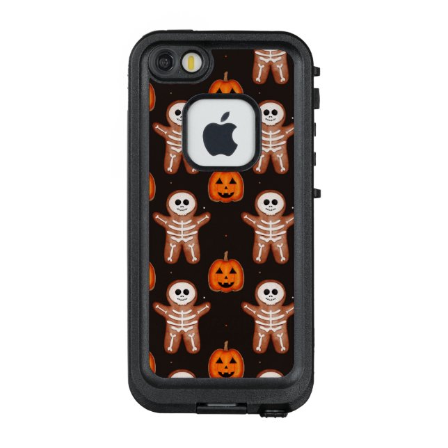 Pumpkins and Skeleton Gingerbread Halloween Design LifeProof iPhone Hülle (Rückseite)