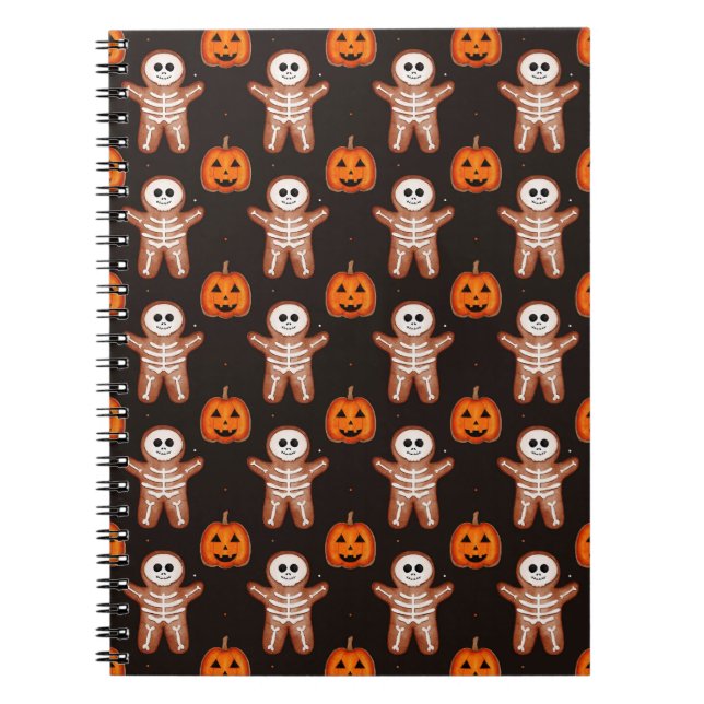 Pumpkins and Skeleton Gingerbread Halloween Design Notizblock (Vorderseite)