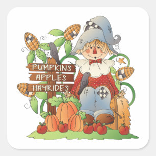 Pumpkins Apples Hayrides Quadratischer Aufkleber