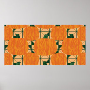 Pumpkins auf geometrischem Dreieck nahtlos Poster