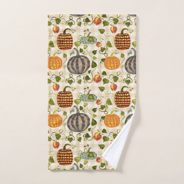Pumpkins auf Gingham Absorbent Cotton Kittuch Handtuch (Handtuch)