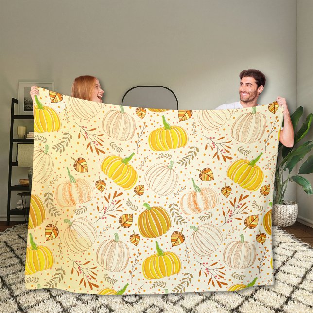 Pumpkins Autumn Fall Harvest Pattern Fleecedecke (Von Creator hochgeladen)