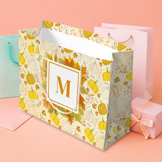 Pumpkins Autumn Fall Harvest Pattern Große Geschenktüte (Von Creator hochgeladen)