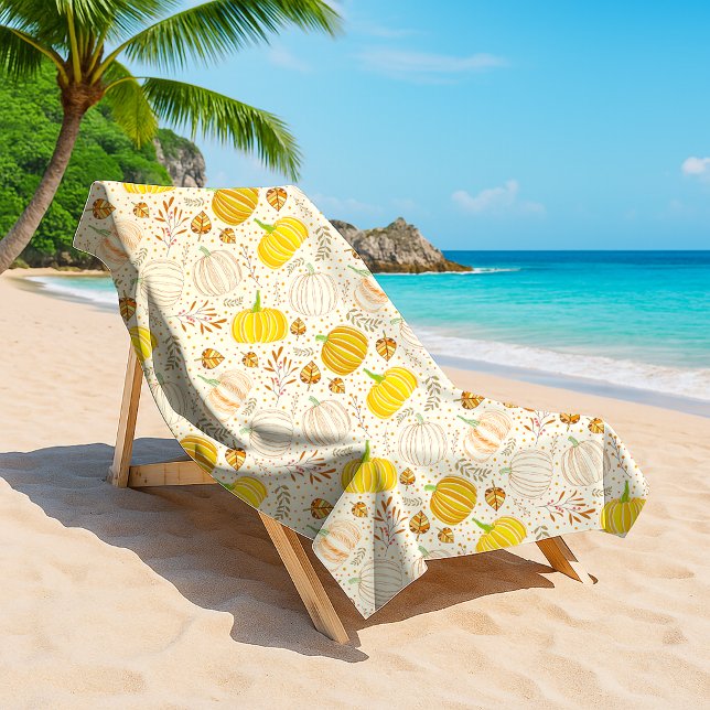 Pumpkins Autumn Fall Harvest Pattern Strandtuch (Von Creator hochgeladen)