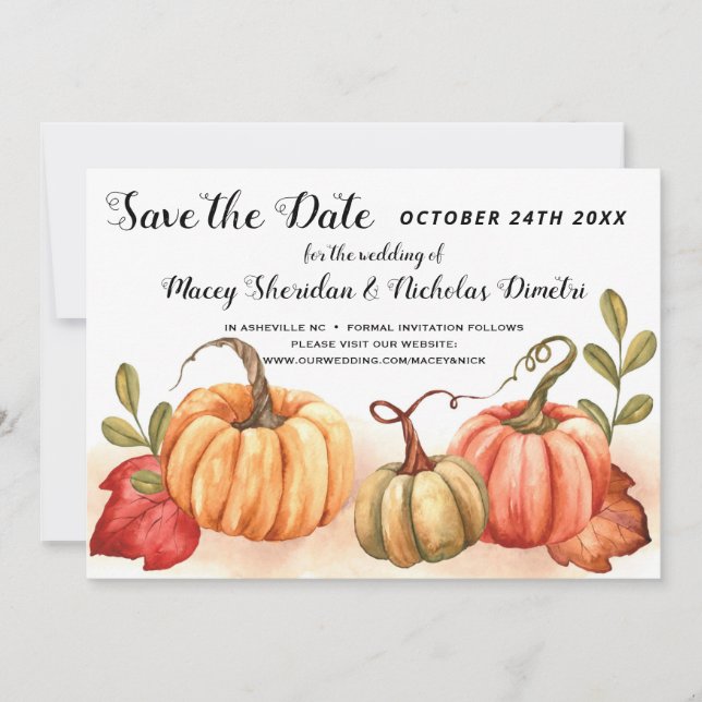 Pumpkins Autumn Hochzeit im Herbst Save the Date C Einladung (Vorderseite)