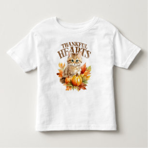 pumpkins, autumn leaves and a cute kitten kleinkind t-shirt