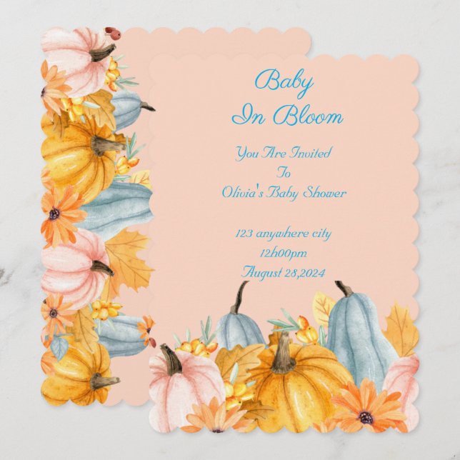 Pumpkins Baby Dusche Einladung (Vorne/Hinten)