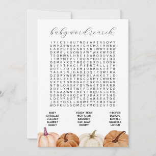 Pumpkins Baby Word Search Game Card Einladung