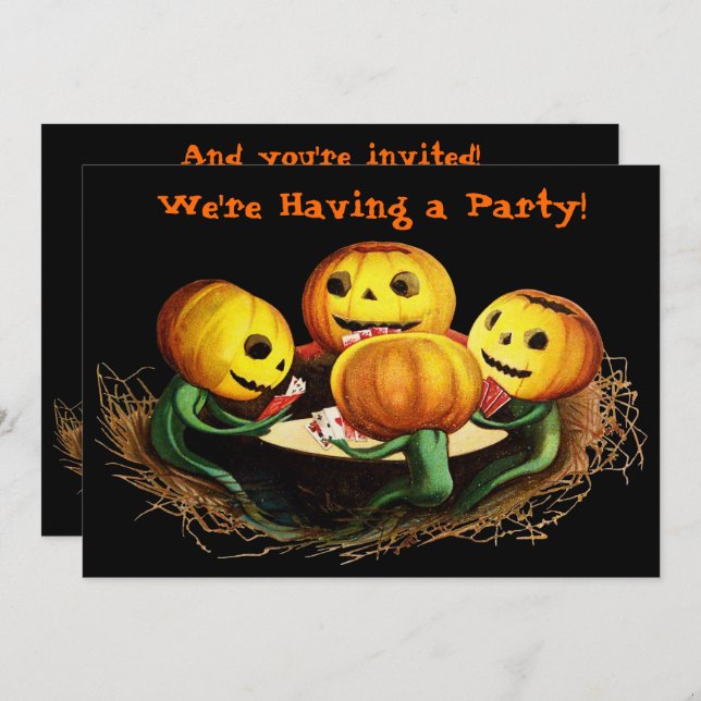 Pumpkins bei Cards Halloween-Party Einladung (Vorne/Hinten)
