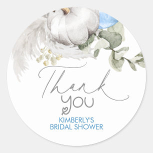 Pumpkins Blue Fall Baby Dusche Danke Runder Aufkleber