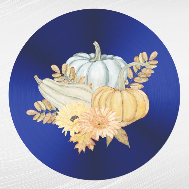 Pumpkins Blue Gourds Blume Erntedank Runder Aufkleber (Von Creator hochgeladen)