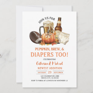 Pumpkins Brew und Diapers zu Kinderdusche Herbst Einladung