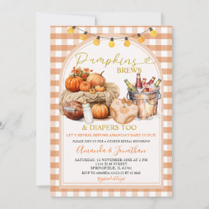 Pumpkins Brews & Diapers Fall Party Gender Reveal Einladung