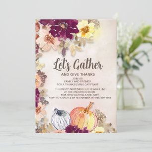 Pumpkins Burgundy Pink Floral Erntedank Dinner