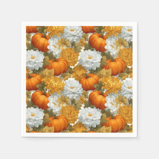 Pumpkins & Chrysanthemas Fall Design Serviette