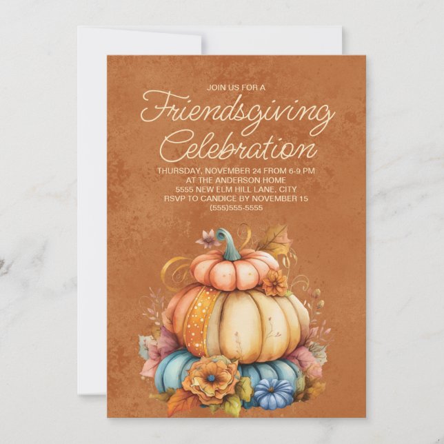 Pumpkins Cozy Rustic Boho Friendsgiving Cards (Vorderseite)