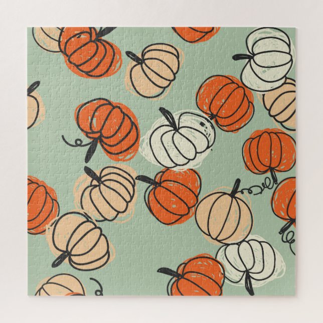 Pumpkins: Erntedank nahtlos Muster. Puzzle (Vertikal)