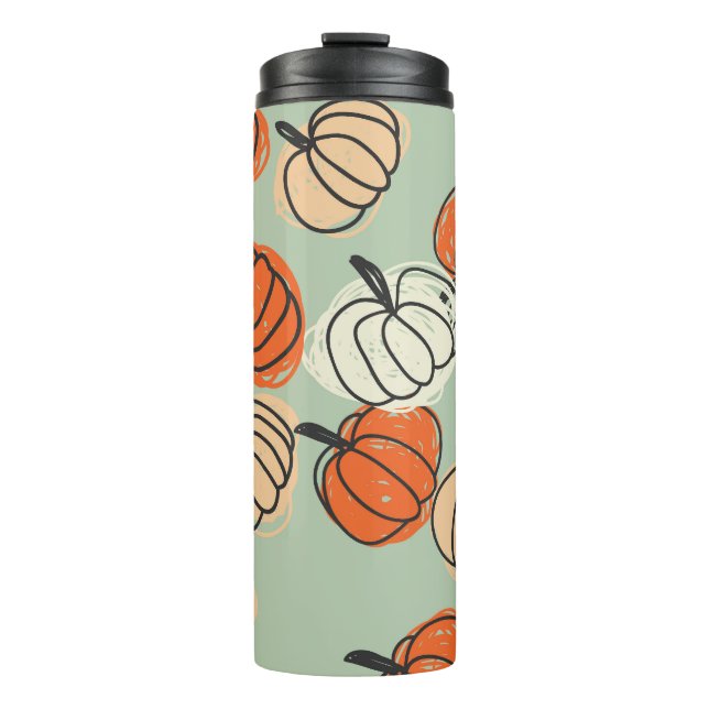 Pumpkins: Erntedank nahtlos Muster. Thermosbecher (Vorderseite)